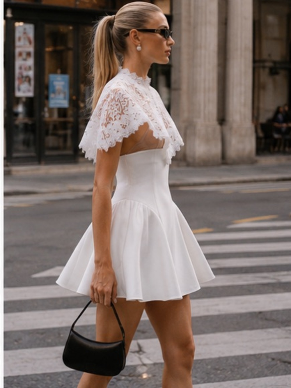 Helsa The Mademoiselle Mini Dress in Ivory - Elegant Women's Summer Dress